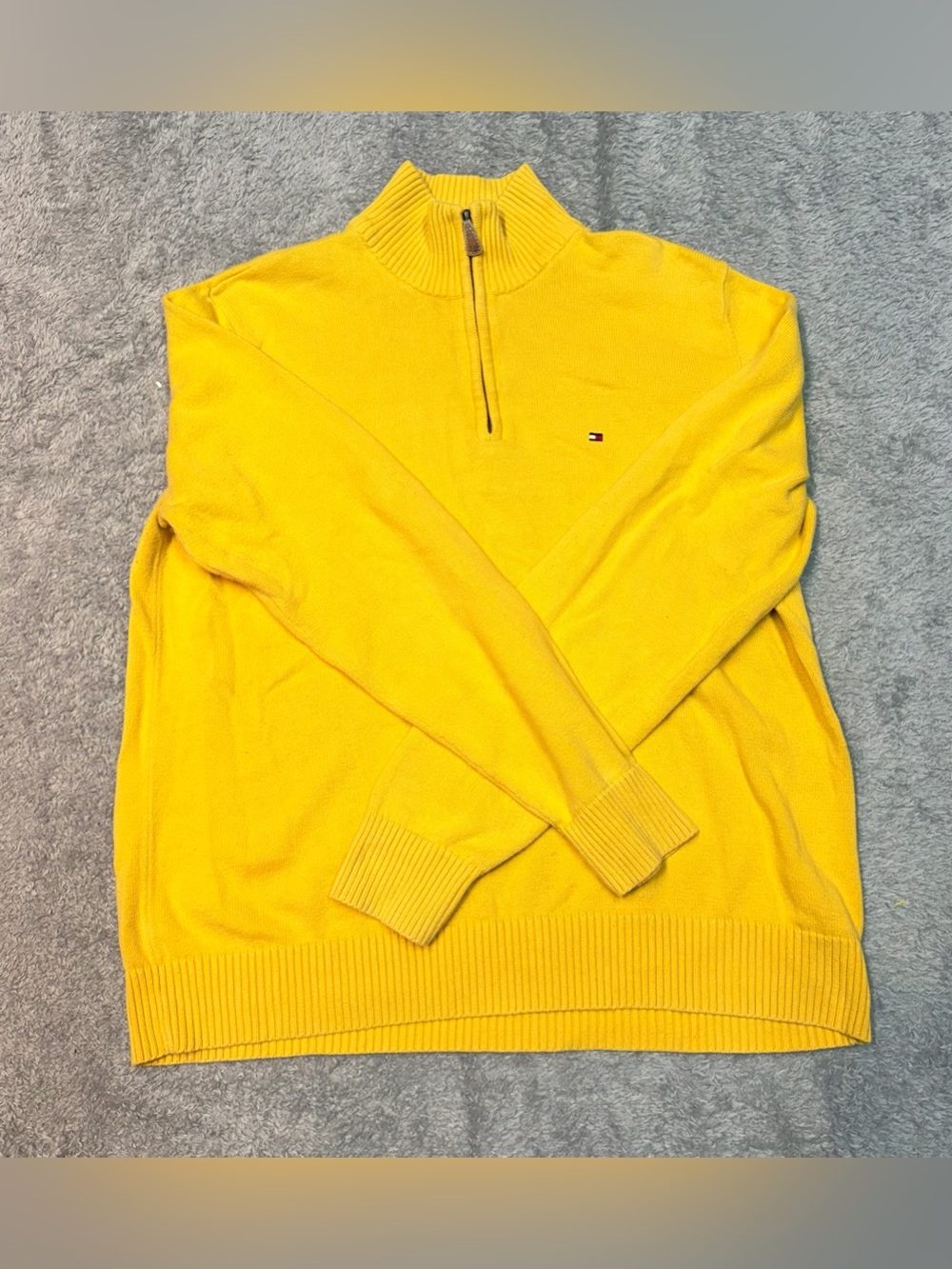 Tommy Hilfiger Men's Yellow Quarter-Zip Knit Sweater